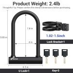 Sportneer Bike Lock - 18mm Shackle Heavy Duty Anti Theft Bike U Lock with 3 Keys - Bicycle U-Locks with Sturdy Mounting Bracket for Road, Mountain, Electric & Folding Bike, Size 9.85''x6.3''