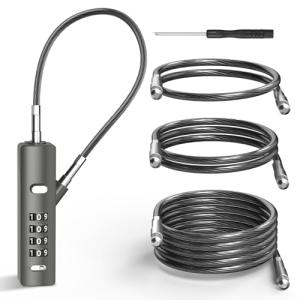 Compact Combination Cable Lock with 3 Steel Ropes