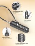 Compact Combination Cable Lock with 3 Steel Ropes