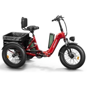 Electric Tricycle for Adult, 110 Miles Range, 500 LB Load, 20'' Fat Tire Electric Trike with Large Basket, Rear Differential, 48V/15Ah&18Ah Battery, 750W Motor for Sand Road, City Road (Husky- Red)