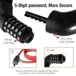 Bike Chain Lock, 5 Digit Combination Heavy Duty Anti Theft Bicycle Chain Lock, 12/4.7 Feet Long Security Resettable Bike Locks for Bike, Bicycle, Scooter, Motorcycle, Door, Gate, Fence