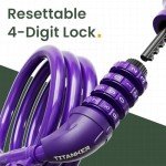 Titanker 4ft Resettable Bike Lock Cable - Purple