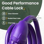 Titanker 4ft Resettable Bike Lock Cable - Purple