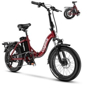 Folding Electric Bike for Adults with Peak 1000W Motor, 48V 15AH/20AH Battery up to 30MPH 80 Miles, 20" Fat Tire All Terrain Ebike, Front Suspension 7-Speed Commuter E Bike, Step-Thru, UL Certified