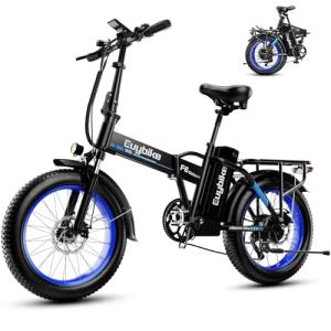 Foldable Electric Bike for Adults, 30+MPH, 48V 20Ah Removable Lithium Battery up to 80Miles, 20" Fat Tire 1000W Peak Motor Dirt Ebike Adult Electric Bicycle for Commute Beach Mountain E Bike
