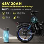 Foldable Electric Bike for Adults, 30+MPH, 48V 20Ah Removable Lithium Battery up to 80Miles, 20" Fat Tire 1000W Peak Motor Dirt Ebike Adult Electric Bicycle for Commute Beach Mountain E Bike