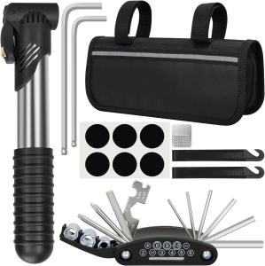 Bicycle Repair Kit with Tire Pump and Tools