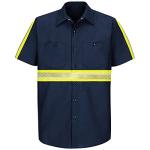L&M Men's Hi Vis Reflective Work Shirt - Navy