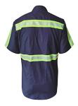 L&M Men's Hi Vis Reflective Work Shirt - Navy