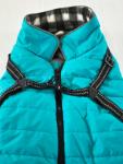 Turquoise Quilted Jacket with Zipper and Leash Opening