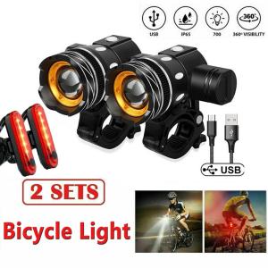 USB Rechargeable LED Bike Headlight and Taillight Set