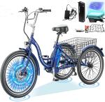 MOONCOOL Blue Electric Trike - 26" 3-Wheel Bike