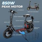 850W Folding Electric Bike with Seat and Basket