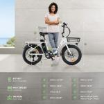 500W Electric Cargo Bike, 60-Mile Range, 20" Tires