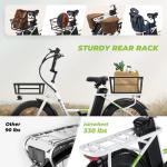 500W Electric Cargo Bike, 60-Mile Range, 20" Tires