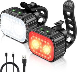 Rechargeable Waterproof Bike Lights Set - 58 Hours
