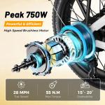 Aipas 20'' Folding Electric Bike 750W 62 Miles