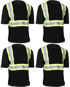 JaGely Men's Black Reflective Safety Shirts 4 Pack