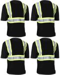 JaGely Men's Black Reflective Safety Shirts 4 Pack