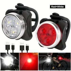 4-Piece USB Rechargeable LED Bike Light Set