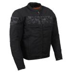 Men's Black Reflective Skull Motorcycle Jacket - XL