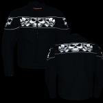 Men's Black Reflective Skull Motorcycle Jacket - XL