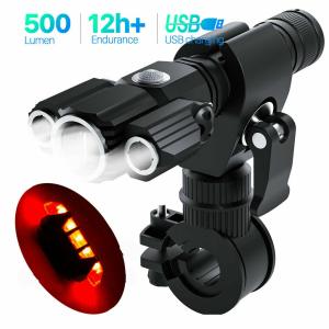 USB Rechargeable LED Bike Headlight Set