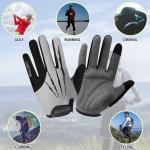 Gray Full Finger Touchscreen Cycling Gloves