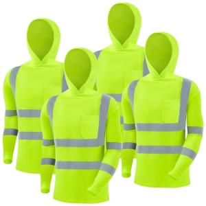 Amylove 4 Pack Reflective Safety Hooded T-Shirts