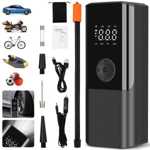 150PSI Portable Bike Air Pump with Gauge & Light