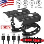 USB Rechargeable LED Bicycle Headlight and Taillight Set