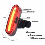 USB Rechargeable 6 Modes LED Bike Tail Light