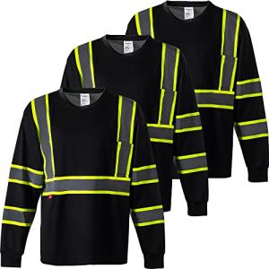 Men's High Visibility Reflective Safety T-Shirts - 3-Pack