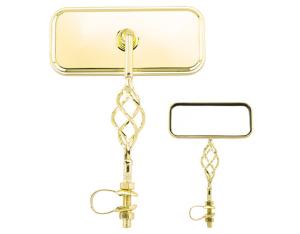 Lowrider Gold Rectangle Bike Mirror with Twisted Cage