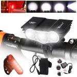 SolarStorm 20000LM 3x LED Front and Rear Bike Light Set