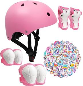 Pink Toddler Bike Helmet with Protective Gear Set