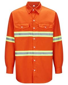 Hi-Vis Reflective Work Shirt for Men - Orange