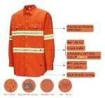 Hi-Vis Reflective Work Shirt for Men - Orange