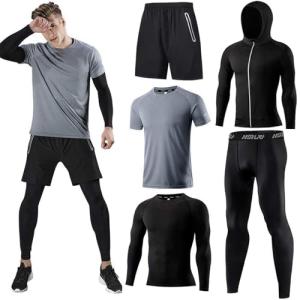 Men's 5-Piece Athletic Tracksuit Set in Grey