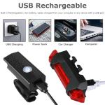 USB Rechargeable LED Bike Headlight and Rear Lamp