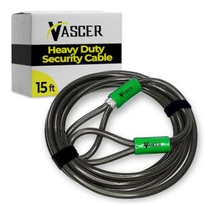 15ft Heavy-Duty Bike Cable Lock with Loops