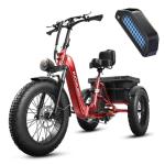 750W Electric Trike with 60-Mile Range and Basket