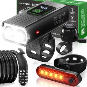 4-Piece Bike Light Set with Lock & Bell