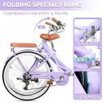 26-Inch Folding Beach Cruiser Bike for Women