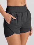 High Waist Women's Athletic Shorts with Zip Pocket