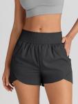 High Waist Women's Athletic Shorts with Zip Pocket