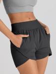 High Waist Women's Athletic Shorts with Zip Pocket