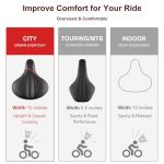 Comfortable Wide Bike Seat with Cushion and Shock Absorption