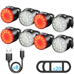 USB Rechargeable Bike Light Set with 6 Modes