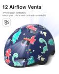 Dinosaur Toddler Bike Helmet with Adjustable Fit